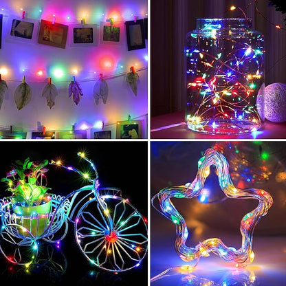 2Pack USB Plug in Fairy String Lights,16ft 50 LED Copper with Remote and Timer, 8 Modes Waterproof Twinkle String Lights Battery Powered for Bedroom Indoor Party Wedding Christmas Decoration