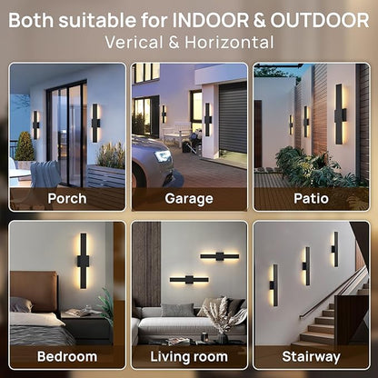 Upgraded 23.6in Modern LED Outdoor Wall Lights 3000K 4000K 5000K Dimmable Black Exterior Wall Sconce Long Outside Light fixtures for House Garage Front Door