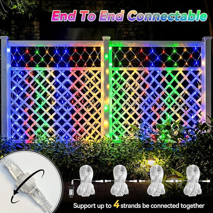 LitHome 10 x 10FT Gazebo Net Lights Outdoor, 200 LED Gazebo Lighting Waterproof, 8 Modes Connectable Net Lights with Timer, Multicolor Christmas Mesh Light Plug in for Bushes, Pergolas, Garden Decor