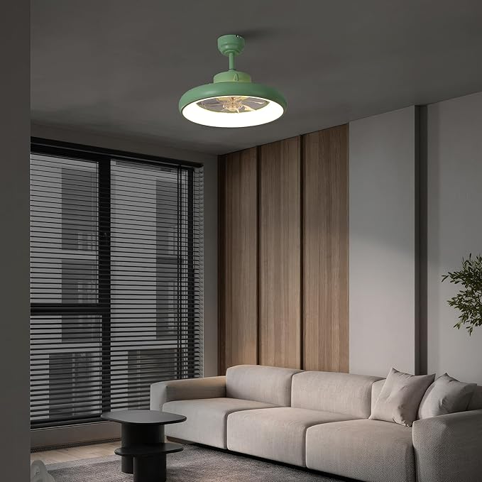 Oval AIR Loren 20" Small Smart Ceiling Fan with Light, Semi Flush Mount, Quiet 6-Speed Reversible Motor, Dimmable LED, Adjustable CCT, App & Remote Control, Scandinavian, Mint AIR8002C
