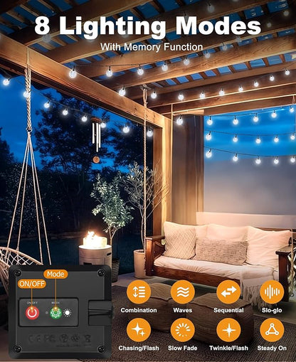 btfarm 2 Pack Solar String Lights Outdoor Waterproof, Total 98 FT 100 LED Solar Powered Patio Light, 8 Lighting Modes Crystal Globe Decoration for Garden Balcony Yard Porch Fence Party, Cool White