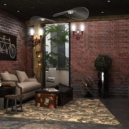 XEYOU Retro Wall lamp Vintage Industrial Steampunk Wall Sconce 2 Lights Metal Water Pipe Wall Mounted Light Fixture E26 Edison Bulb for Cafe Bar Restaurant Bedroom Livingroom