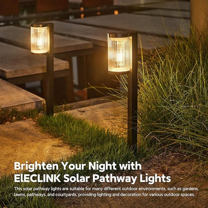 ELECLINK Solar Pathway Lights Outdoor, 2 Pack Upgraded Outdoor Solar Lights for Outside Super Bright Up to 12Hrs, IP65 Waterproof Solar Garden Lights for Sidewalk Driveway Decor Landscape Ligthting