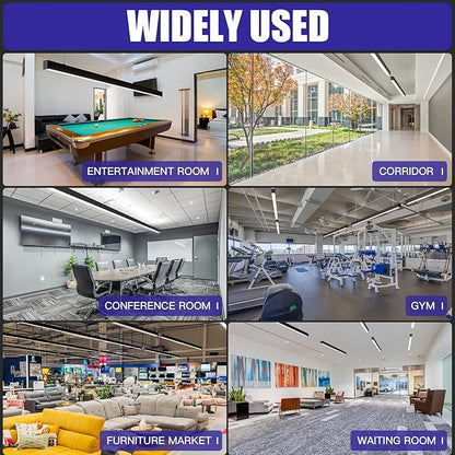 JTT 8FT LED Linear Light, 8Foot LED Shop Lights 60W 3000/4000/5000K CCT Selectable, Commercial 8Feet Strip Lighting Fixture for Office Garage Classroom, NOT Linkable, Flush Mount Suspended ETL