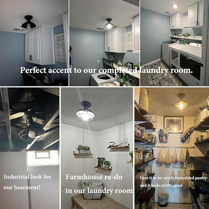 FRIDEKO HOME 2 Pack Farmhouse Flush Mount Ceiling Light Industrial Ceiling Light Fixture Rustic Copper Metal Cage Flush Mount Ceiling Light E26 Base for Hallway Foyer Kitchen Porch