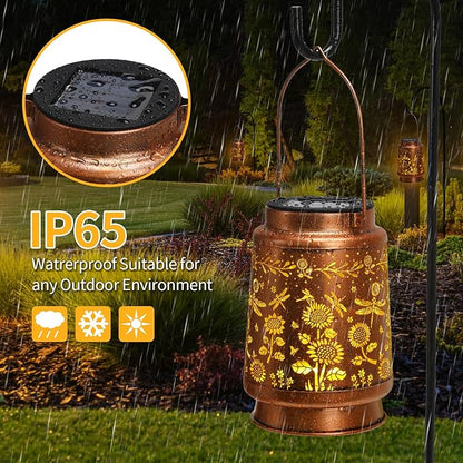 Dragonfly Solar Lanterns Outdoor Waterproof,Garden Decor Metal Hanging Decorative Solar Lights,Mothers Day Gifts,Birthday Gifts for Women Mom Grandma,Gardening Gifts for Yard,Patio, Lawn,Tabletop