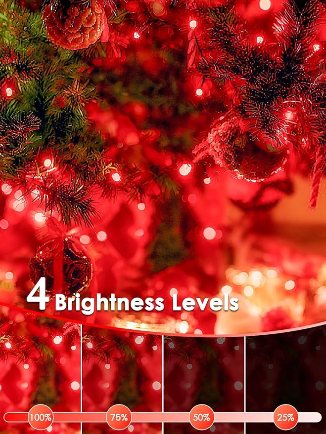 2026 New Voice Control Connectable 2PK 164FT 400LED Christmas String Lights Indoor Outdoor with Remote | Smart Twinkle Fairy String Lights 12 Modes & Timer for Xmas Tree Decor (Red)