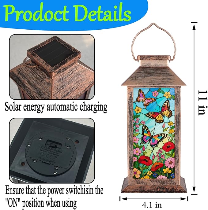Butterfly Solar Lanterns Outdoor Waterproof Garden Decor,Hanging Solar Lights Bird Decorative,Mothers Day Gifts for Women Mom Birthday Gifts Ideas for Yard Patio Lawn Tabletop Landscape Walkway