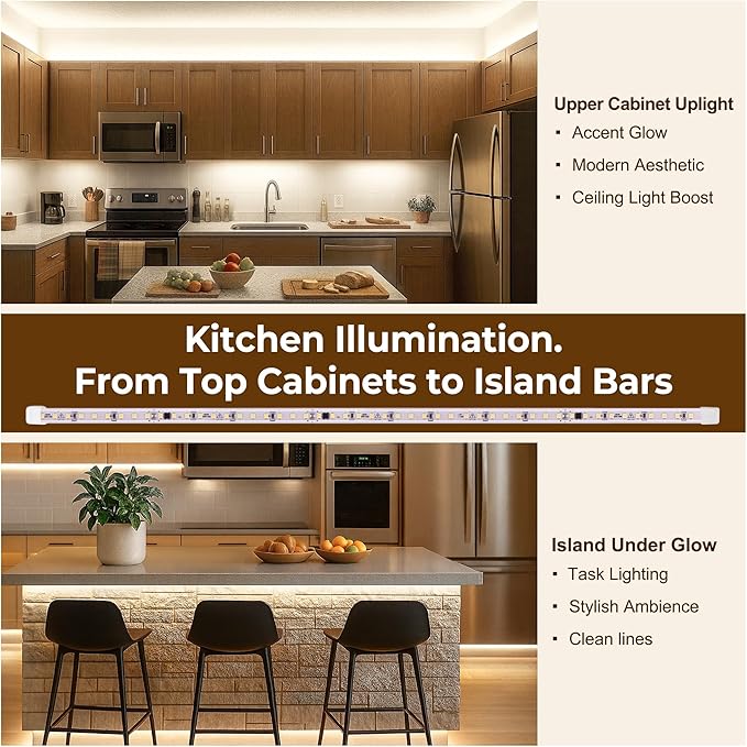 cambk 48inch Hardwired Under Cabinet Lighting for Kitchen,120V Wired Undercounter Led Strip Lights 6000K White Waterproof, Luces para Cocina Bajo Gabinete Under Shelf Lights for Sink/Workbench