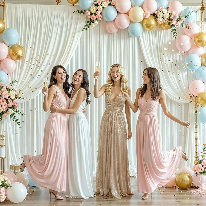 30ft x 15ft Ivory Wrinkle Free Backdrop Curtains for Wedding Party Backdrops Curtain Drapes Fabric Decorations Photo Back Drop Cloth for Baby Shower Photography Stage Reception