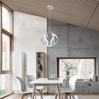 CANEOE Modern Led Pendant Light, 5500K Creative Led Kitchen Island Pendant Lights Fixtures, Adjustable Height Integrated LED Hanging Lamp for Living Room Bedroom Kitchen Cafe,1 Pack