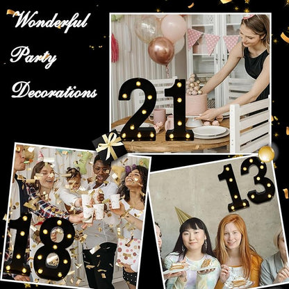 LED Marquee Numbers, 8.58 Inch Led Light Up Numbers for Party, Small Light Up Letters, Battery Powered Lighted Number for Table, Birthday, Night Light, Christmas or Home Decor (Black, Number 8)
