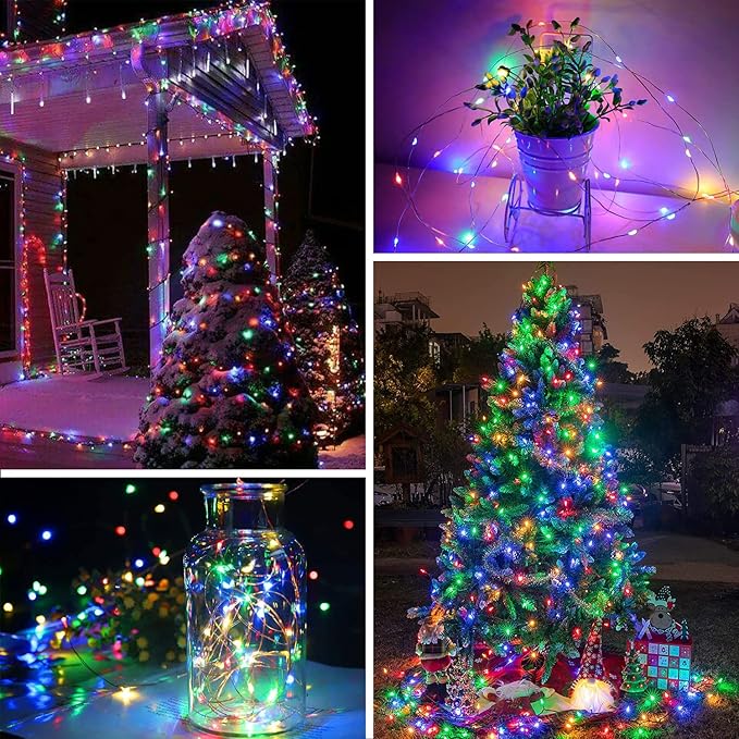 LIGHTOP Solar String Lights Outdoor 2 Pack 33FT 100LED Copper Wire Fairy Light Waterproof Decoration for Wedding Party Terrace Yard Tree Garden Patio Camping (Multicolor)