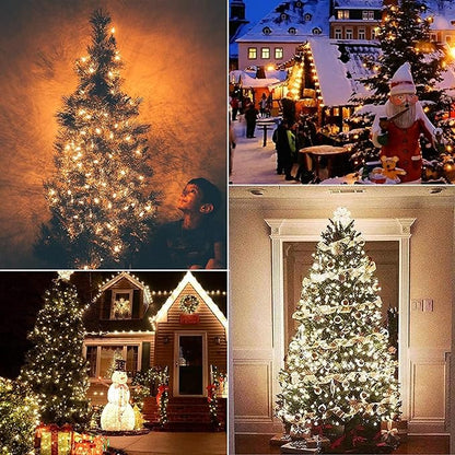 C7 Christmas Lights, 25Ft Outdoor Clear Christmas String Lights with 27 Clear Warm White Incandescent Bulbs, Vintage Christmas Lights for Roofline Patio Christma Cafe Party Decorations, Green Wire