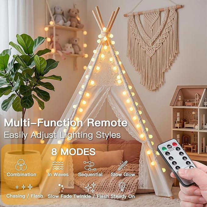 suddus Globe String Lights Battery Operated, 100 Led Battery Powered Fairy Lights, String Lights for Bedroom, Christmas Tree, Patio, Window, Party, Outside, Thanksgiving Decor, Warm White
