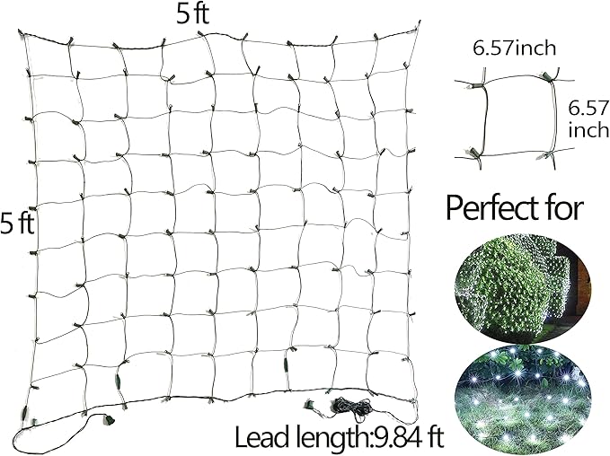 HISHINY Christmas Lights Outdoor Decorations for Bushes,LED Connectable Bush Christmas Lights Outdoor Yard Mesh Shrub Net Light for Party, Holiday, Wedding, Tree,Bushes (Cool White)