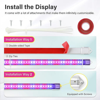 iPower 20W LED Plant Grow Light Strips Full Spectrum for Indoor Plants with Auto ON/Off 3/9/12H Timer, 10 Dimmable Levels 48 LEDs Per Tude, for Hydroponics Succulent, 4 Tubes*2, Red&Blue