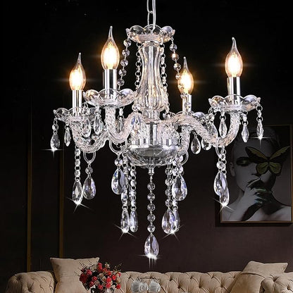 YYSHCHEN Luxury Clear Small Crystal Chandelier,Antique Small Chandelier,Mini Glass Chandeliers for Dining Room,Girls Bedroom,Living Room,Kitchen Island