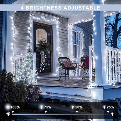 JMEXSUSS 132 ft 400 LED White Christmas Lights Indoor Outdoor Waterproof, 8 Modes White String Lights Plug in with Remote, Christmas String Light for Outside Tree Party Patio Bedroom Classroom Decor