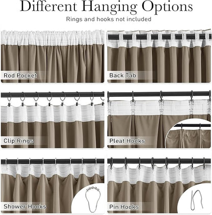 StangH Back Tab Camel Beige Curtains 108 inches Long, Extra Wide Soft Velvet Thermal Insulated Privacy Window Drapes for Nursery Bedroom/Sliding Door Living Room, W100 x L108, 1 Panel