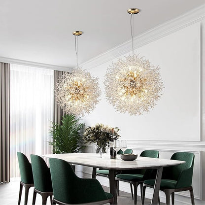 Modern Sputnik Chandelier, 16 Lights Dandelion Crystal Chandelier, Gold Firework Chandelier Pendant Light Fixture for Foyer Living Room Bedroom