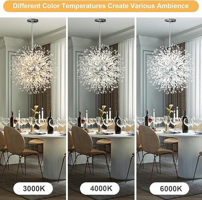 SineRise Modern Crystal Chandeliers Firework, Crystal Light Fixture, Dandelion Chandelier (16-Light, Chrome) for Foyer Hallway Entryway Kitchen Bedroom (Bulbs Not Included)
