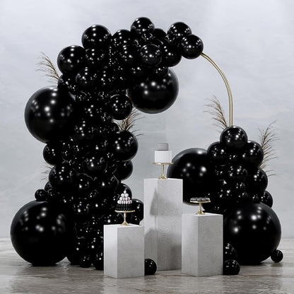 PartyWoo Black Balloons 145 pcs Different Sizes of 18 12 10 5 Inch Black Balloons Arch Kit Garland for Baby Shower Birthday Graduation Casino Gaming Anniversary Race Car Party Decorations Black-Y18