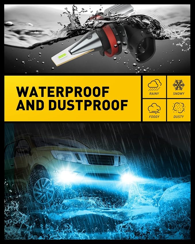 AUXITO H8 H11 H16 LED Fog Lights Bulbs, 8000K Ice Blue 400% Brightness, H11ll H8ll LED Bulbs DRL Fog Lamp Replacement Bulb, Canbus Ready, Plug n Play, 2 Pack