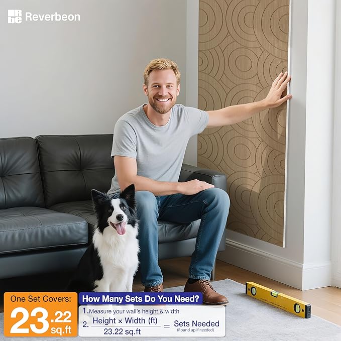 6 PCS Acoustic Panels, 23.6x23.6 Inch Sound Absorbing Panels, Decorative Acoustic Wall Panels for Recording and Home Studio, Office with Double-Sided Adhesive Tape