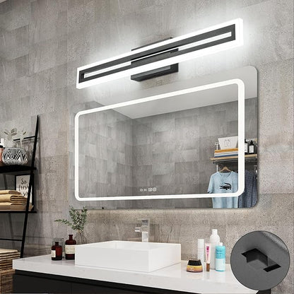 SOLFART 32 Inch Modern Bathroom Light Fixtures Bathroom Lights Over Mirror Black LED Vanity Lights for Bath 5 Color Temperature Adjustable LED Light Fixture Restroom 5CCT