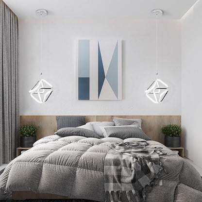 Modern Pendant Light Fixtures,6000K Cool White Chrome Led Pendant Lights for Kitchen Island,Adjustable Kitchen Island Hanging Light Fixture for Dining Room Bedroom Sink, 1 Pack