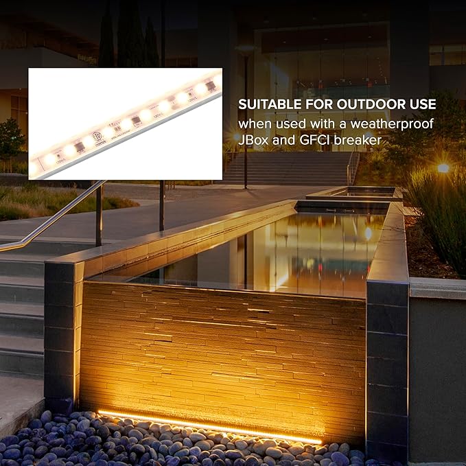 Maxxima 24 in. Hardwired LED Under Cabinet Strip Light, 920 Lumens, 3000K Warm White, Kitchen and Living Room 120V White Cove Lighting, No Power Supply Needed