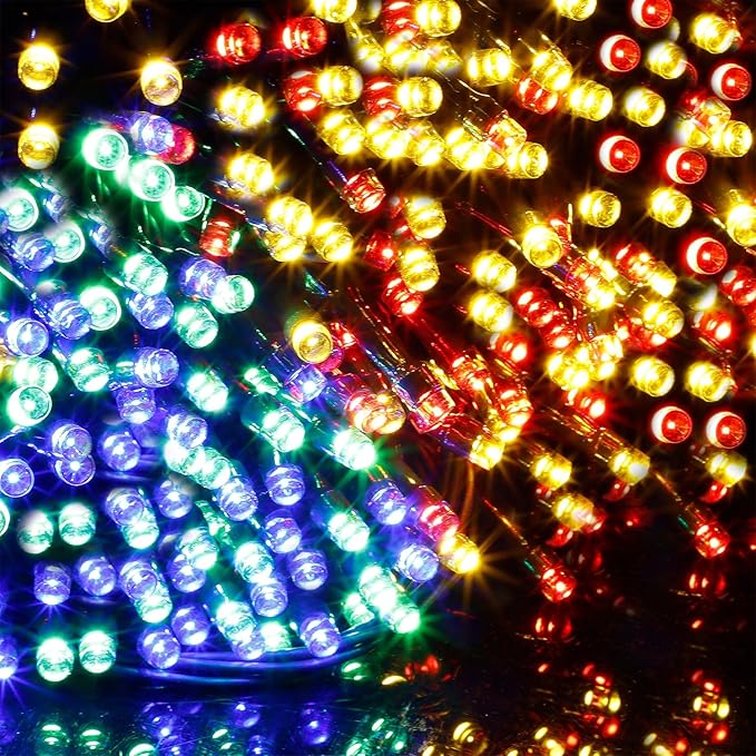 WATERGLIDE 1000 LED Christmas String Lights, 328 FT Green Wire LED Decorative Fairy Lights with Remote & 8 Modes, Waterproof for Outdoor Xmas Holiday Party Garden Wedding Home Decor, Multicolor