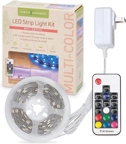 Complete LED Strip Light Kits (Multicolor RGB) 8 ft Flexible Tape with Remote Accent Light TV Backlight 338321