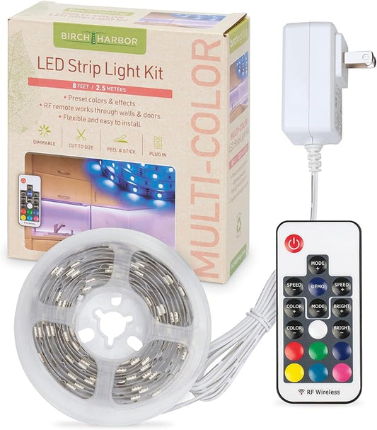 Complete LED Strip Light Kits (Multicolor RGB) 8 ft Flexible Tape with Remote Accent Light TV Backlight 338321