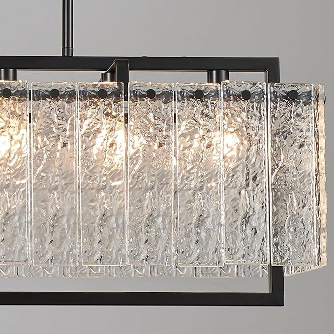 Shrine Lighting Crystal Chandeliers, Modern Luxury Style, Perfect Pendant Light Fixture for Living Space, D20'' × H4'', Adjustable 43'', 6 x E12 Sockets, Glass Shade & Black Finish Frame