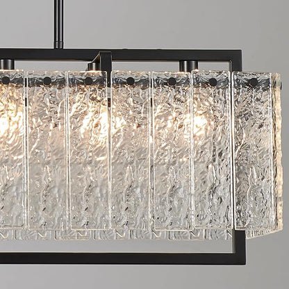 Shrine Lighting Crystal Chandeliers, Modern Luxury Style, Perfect Pendant Light Fixture for Living Space, D20'' × H4'', Adjustable 43'', 6 x E12 Sockets, Glass Shade & Black Finish Frame