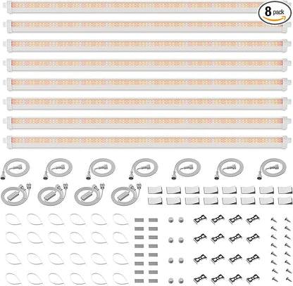 Spider Farmer 3FT LED Grow Lights for Indoor Plants,Full Spectrum (3000K+5000K+660nm),200W (8x25W,1300W Equivalent),3-Level Dimmable,IP65 Waterproof,Linkable Design,Plant Light Strip for Shelve,8-Pack