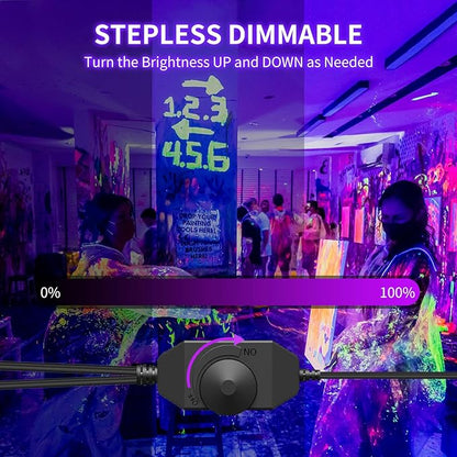 Dimmable Black Light Strip Kit 66ft/20M 1200 LEDs, 12V Flexible Blacklight Fixtures, 385nm-400nm, Black Light LED Strip for Glow Party Fluorescent Poster Halloween Indoor Bedroom Decor, Non-Waterproof