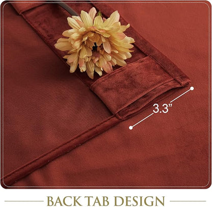 StangH Rust Red Curtains 90 inches for Bedroom, Back Tab Home Theater Drapes Christmas Holiday Decoration for Party Living Room Patio Porch, W52 x L90 inches, 1 Panel