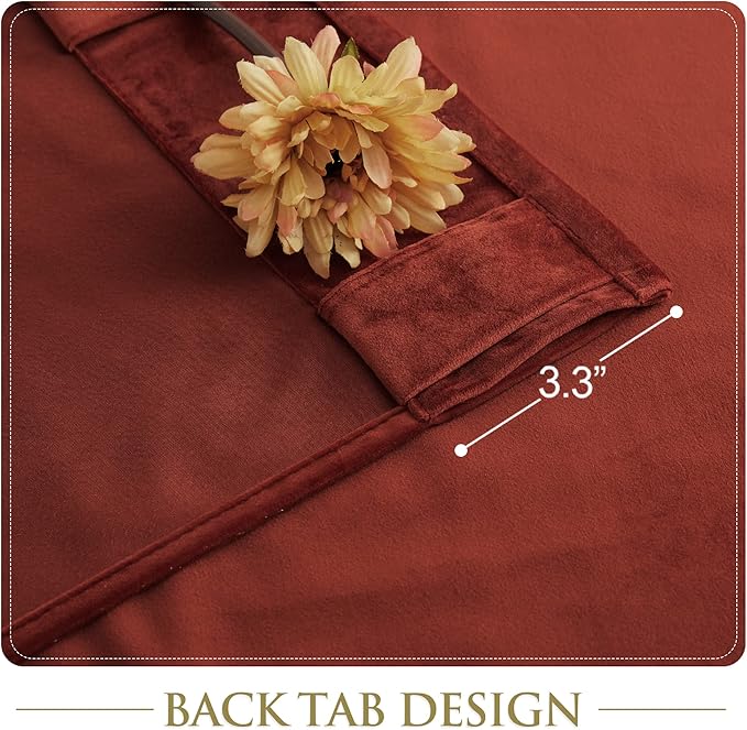 StangH Rust Curtains 96 inches for Living Room Doorway, Super Soft Velvet Room Darkening Privacy Protect Door Panels for Bedroom Dining Closet, W52 x L96 inches, 1 Panel