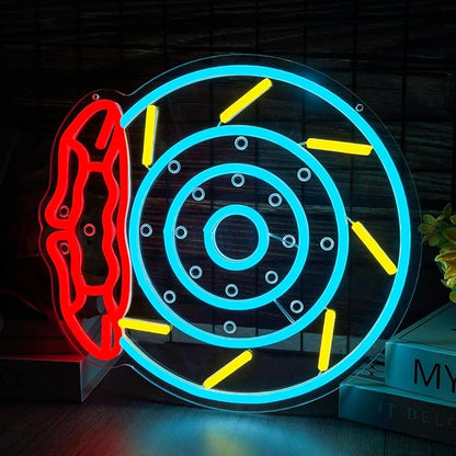 Brake Pads Neon Sign - LED Garage Wall Decor for Car Lovers & Racing Fans, Dimmable USB Powered Man Cave Light, Car Enthusiast Gifts for Workshop Bar(13.2 * 12inch)
