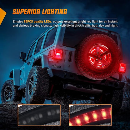 Nilight Spare Tire Brake Light Wheel Light 3rd Third Brake Light Rear lights for Wrangler 2007-2018 JK JKU YJ TJ Red Light