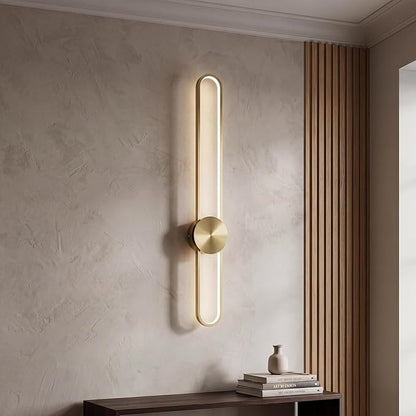 Modern Wall Sconce Dimmable 3000K/4000K/6000K LED Wall Light Fixture, Hardwired Wall Lamp for Living Room, Dining Room, Bedroom, Hallway, Lobby, Entryway (Brushed Gold, 35.4inch/H90cm)