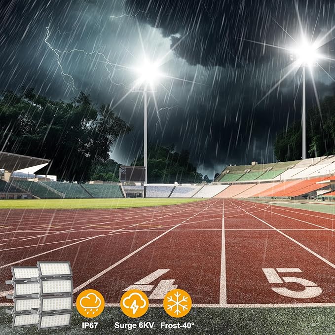 LED Flood Light Outdoor, Led Stadium Lights Super Bright Security Lights 800W (400W*2Pack), 104000Lumen, Adjustable Lighting, Surge 6KV, IP67 Waterproof, 6500K Daylight