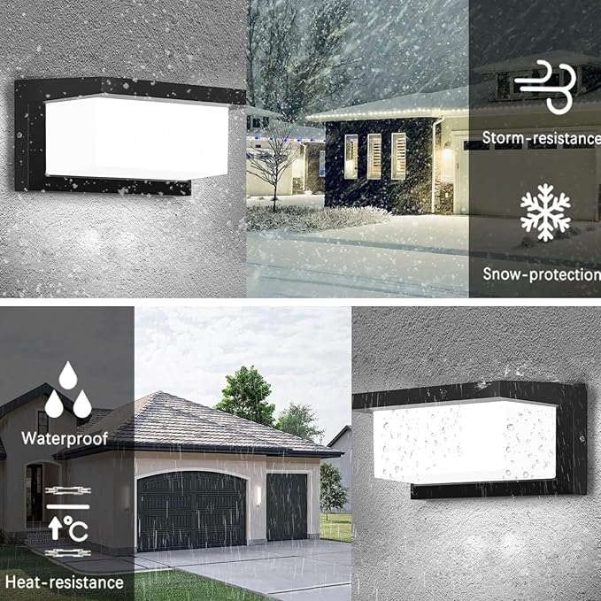 rosykite Modern Led Outdoor Wall Lights for House, 18W Porch Light Fixture 3000K 4000K 5000K CCT Selectable, Waterproof IP65 Exterior Lighting for Garage,Front Door