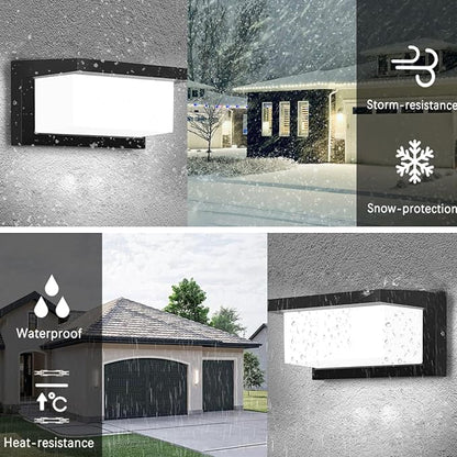 rosykite Modern Led Outdoor Wall Lights for House, 18W Porch Light Fixture 3000K 4000K 5000K CCT Selectable, Waterproof IP65 Exterior Lighting for Garage,Front Door
