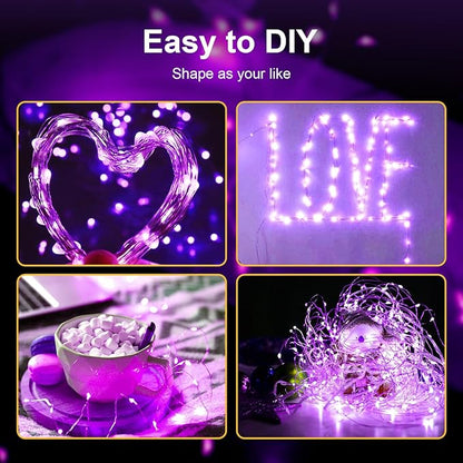 ZGWJ Fairy Lights Battery Operated, 50 Pack Twinkle String Lights 20 LED 7FT 3 Lighting Modes for Bedroom Decor, Easter, Halloween, Christmas, Party Indoor and Outdoor Decoration (Purple, 50PCS)