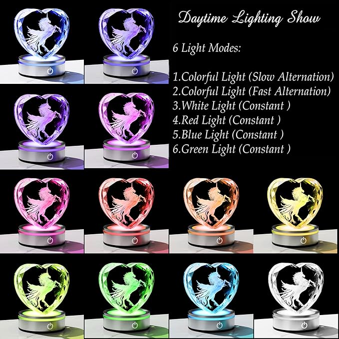 Qianwei Hummingbird Gifts for Women 3D Crystal Heart - Laser Hummingbird Decor Glass Animals Hummingbird Gifts Figurines Statue Stuff for Room Decorations Hummingbird Night Light