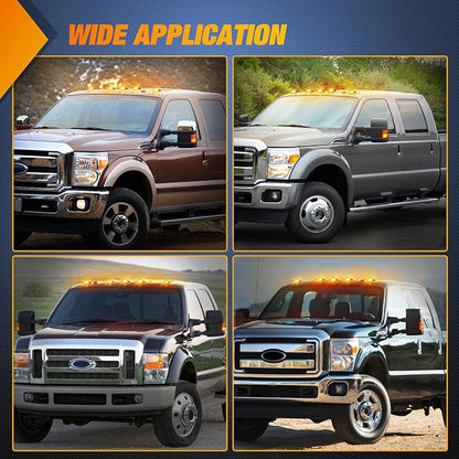 Nilight LED Cab Marker Lights 5 PCS 16 LED Smoke Lens Amber Clearance Roof Running Light Compatible with 1999-2016 Ford E150 E250 E350 E450 E550 F150 F250 F350 F450 F550 Super duty